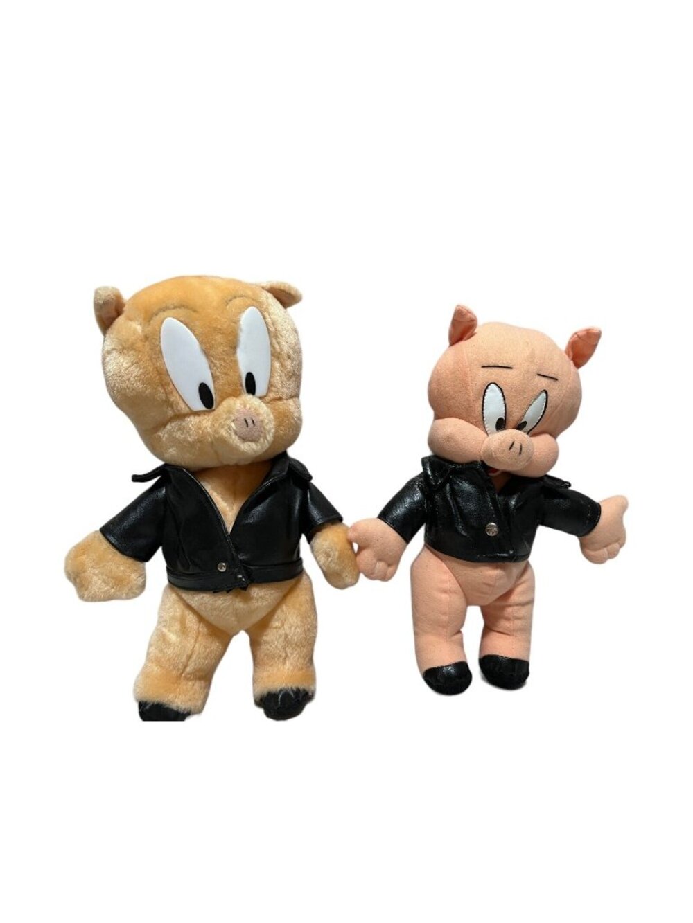 Ace Vintage '95 '97 Looney Tunes Porky Pig 11" Plushes Set of 2 Leather Jackets